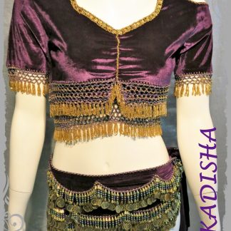 Set Oberteil Kurzarm und Hüfttuch in lila, 2-tlg. Größe M