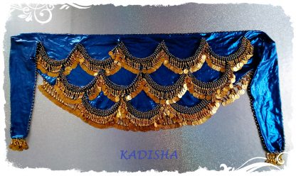 Hüfttuch in blau mit goldenen Münzen und Perlen, Größe M – Bild 2