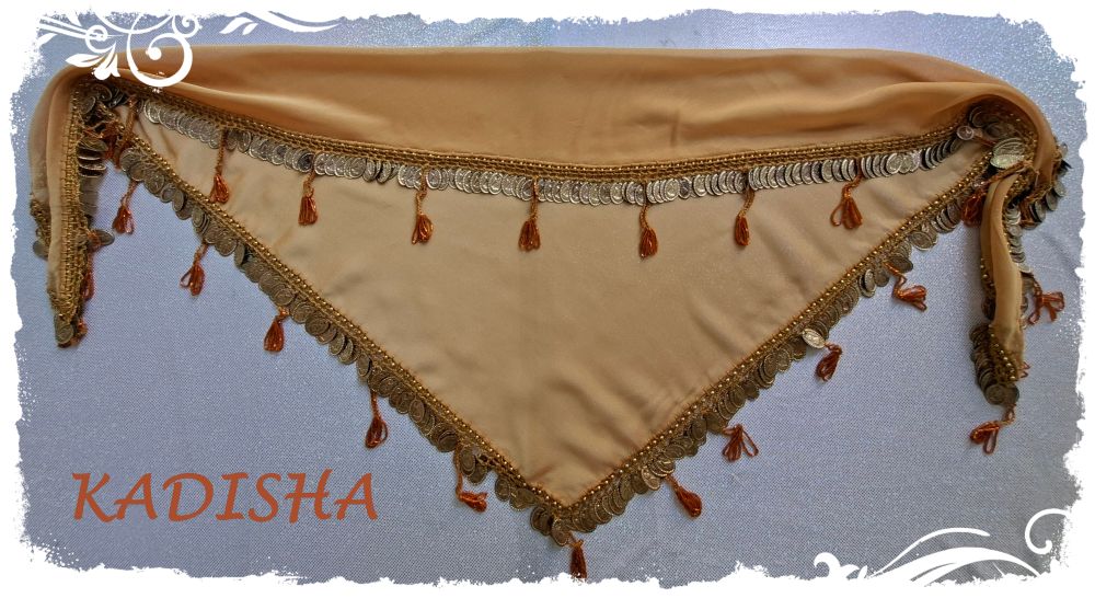 Dreiecktuch aus Chiffon in karamell mit goldenen Münzen, Einheitsgröße – Bild 3