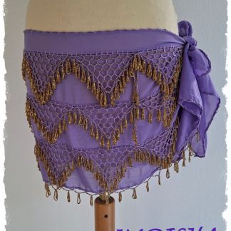 Hüfttuch aus Chiffon in flieder, mit goldenen Perlen, Größe M