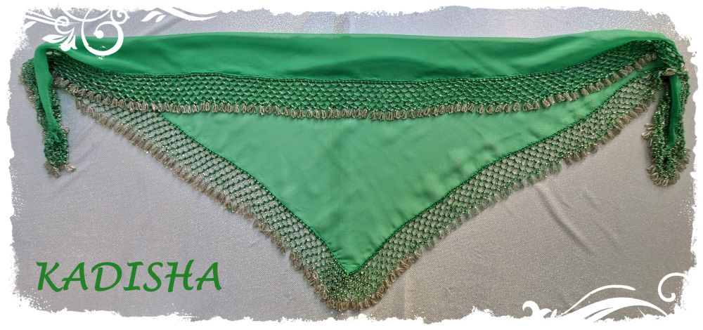 Dreiecktuch aus Chiffon in grün mit silbernen Perlen, Einheitsgröße – Bild 3