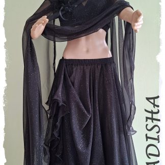 Glitzer-Rock mit Schleier in schwarz, verschiedene Längen