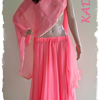 Chiffonrock 2-lagig in leuchtendem neonrot, verschiedene Längen