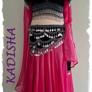 Tanzoutfit 4-tlg., kombiniert in schwarz mit leuchtendem pink, Größe L